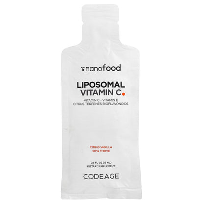 Codeage, Nanofood, Liposomal Vitamin C, Citrus Vanilla, 32 Pouches, 0.5 fl oz (15 ml) Each