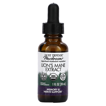 Host Defense, Mushrooms, Lion's Mane Extract, 1 fl oz (30 ml)