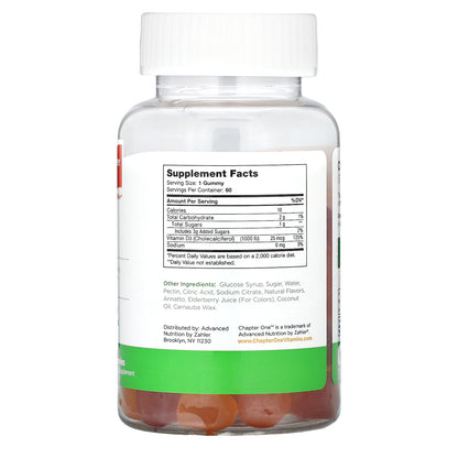 Chapter One, Vitamin D3, 60 Gummies (25 mcg (1,000 IU) Per Gummy)