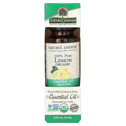 Nature's Answer, 100% Pure Organic Essential Oil, Lemon, 0.5 fl oz (15 ml)