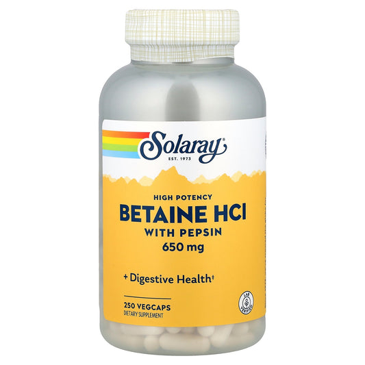 Solaray, High Potency Betaine HCl with Pepsin, 250 VegCaps