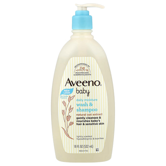 Aveeno, Baby, Daily Moisture Wash & Shampoo, Lightly Scented, 18 fl oz (532 ml)