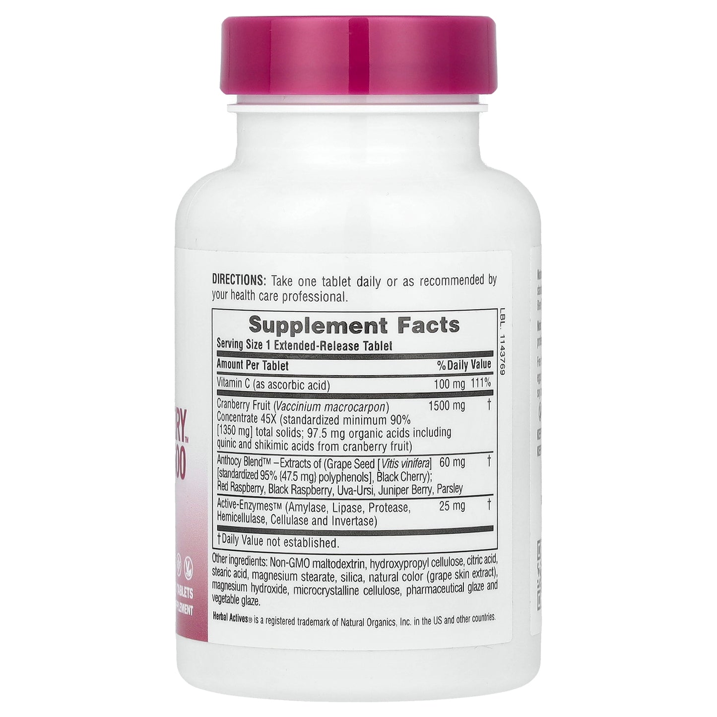 NaturesPlus, Herbal Actives, Ultra Cranberry™ 1500, 30 Tablets