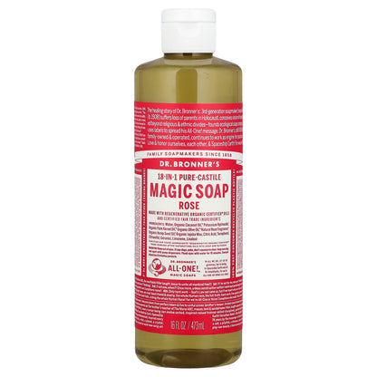 Dr. Bronner's, 18-in-1 Pure-Castile Magic Soap, Rose, 16 fl oz (473 ml)
