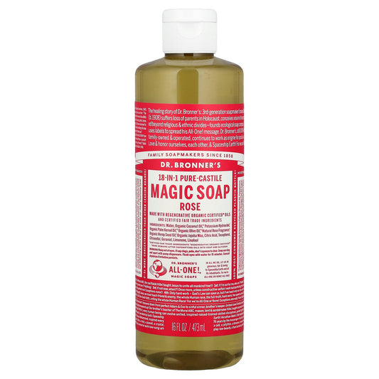 Dr. Bronner's, 18-in-1 Pure-Castile Magic Soap, Rose, 16 fl oz (473 ml)