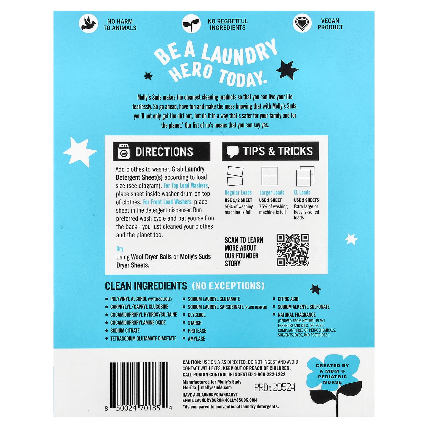 Molly's Suds, Laundry Detergent Sheets, Peppermint, 35 Sheets