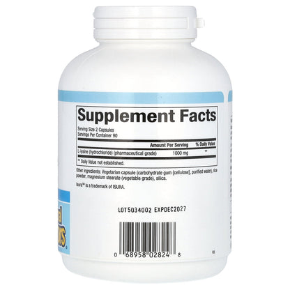 Natural Factors, L-Lysine, 500 mg, 180 Vegetarian Capsules