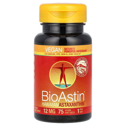 Nutrex Hawaii, BioAstin, Hawaiian Astaxanthin, 12 mg, 75 Vegan Soft Gels