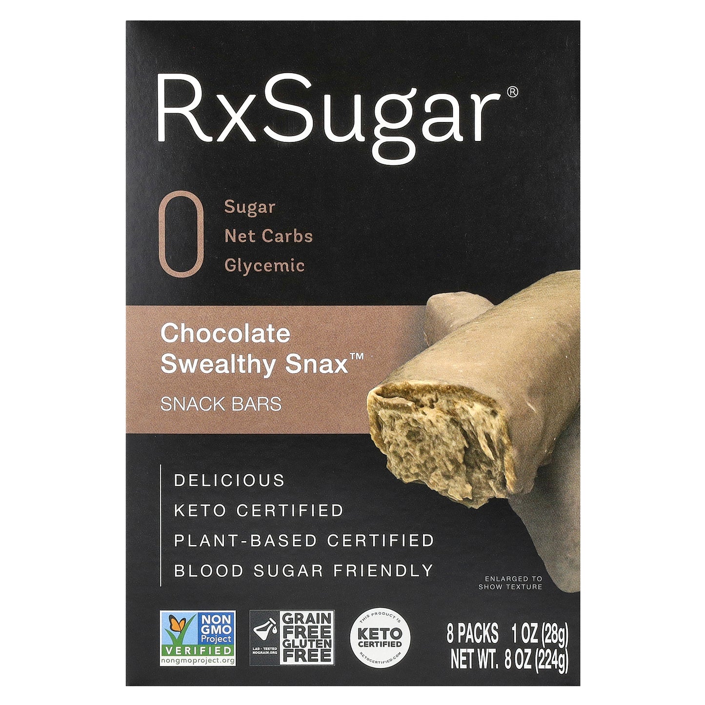 RxSugar, Swealthy Snax™, Snack Bars, Chocolate, 8 Packs, 1 oz (28 g) Each