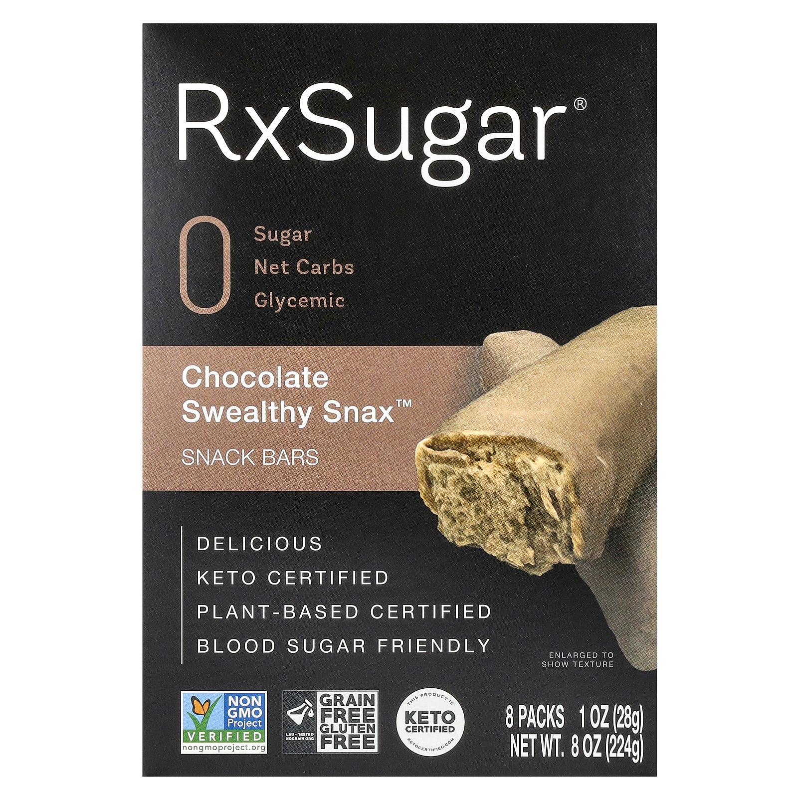 RxSugar, Swealthy Snax™, Snack Bars, Chocolate, 8 Packs, 1 oz (28 g) Each