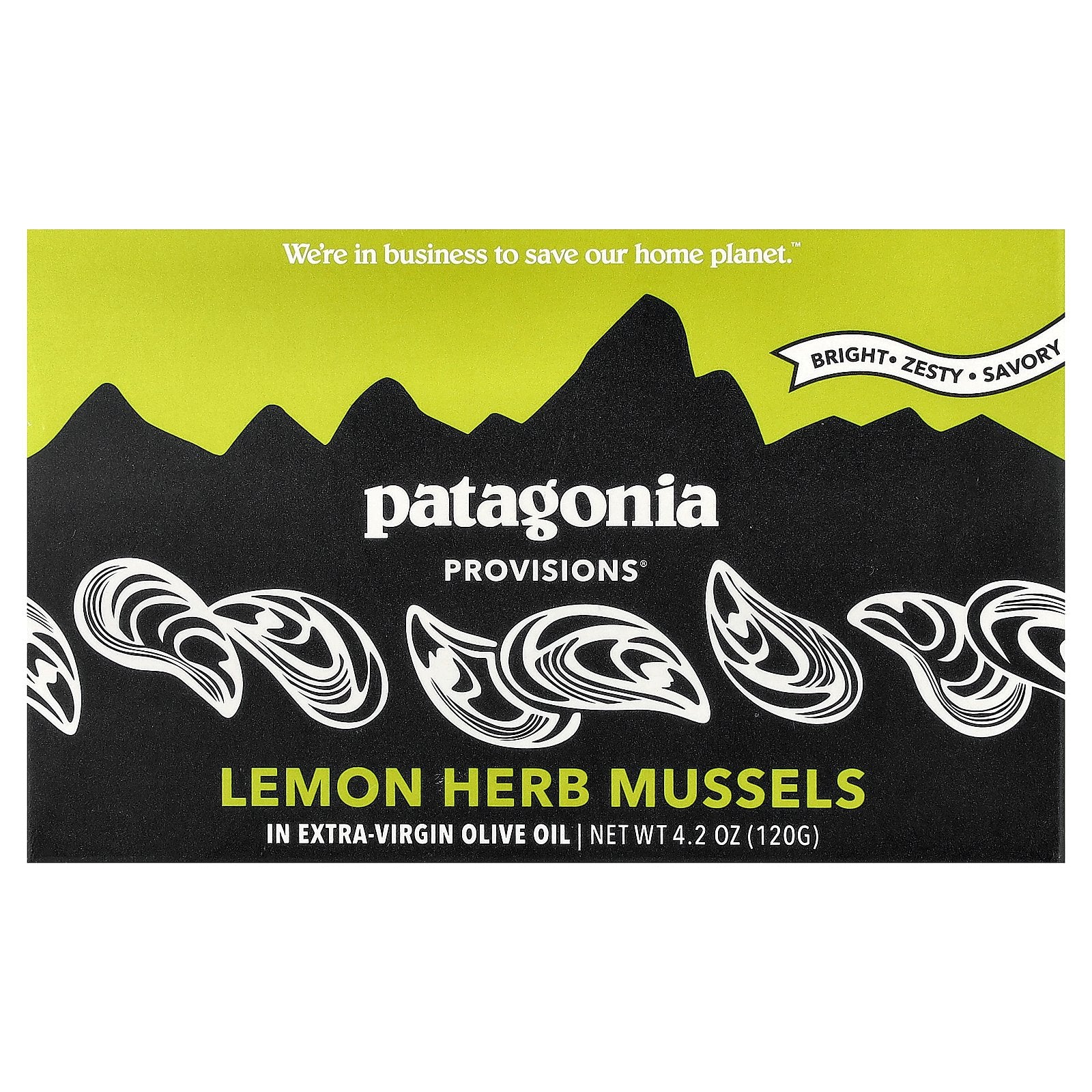 Patagonia Provisions, Lemon Herb Mussels In Extra-Virgin Olive Oil, 4.2 oz (120 g)