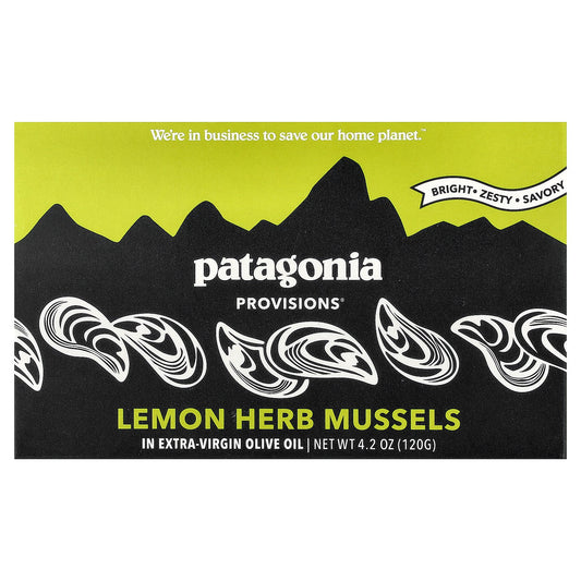 Patagonia Provisions, Lemon Herb Mussels In Extra-Virgin Olive Oil, 4.2 oz (120 g)