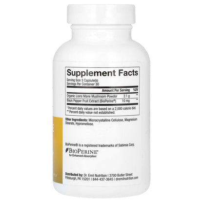 Dr. Emil Nutrition, Lion's Mane, 90 Vegetable Capsules