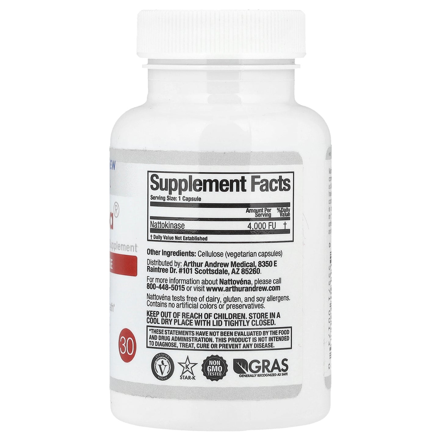 Arthur Andrew Medical, Nattovena®, Pure Nattokinase, 4,000 FUs, 30 Capsules