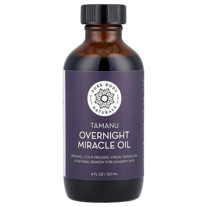 Pure Body Naturals, Tamanu Overnight Miracle Oil, 4 fl oz (120 ml)