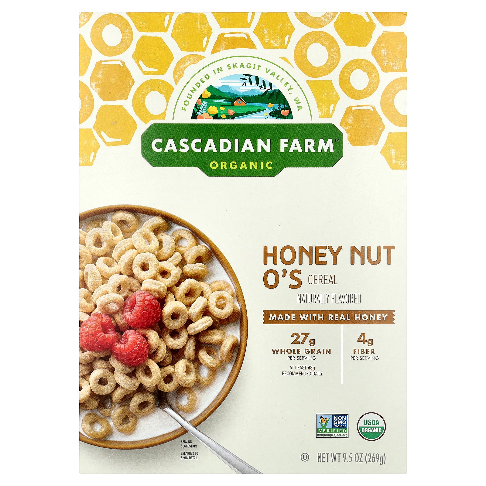 Cascadian Farm, Organic Honey Nut O's Cereal, 9.5 oz (269 g)