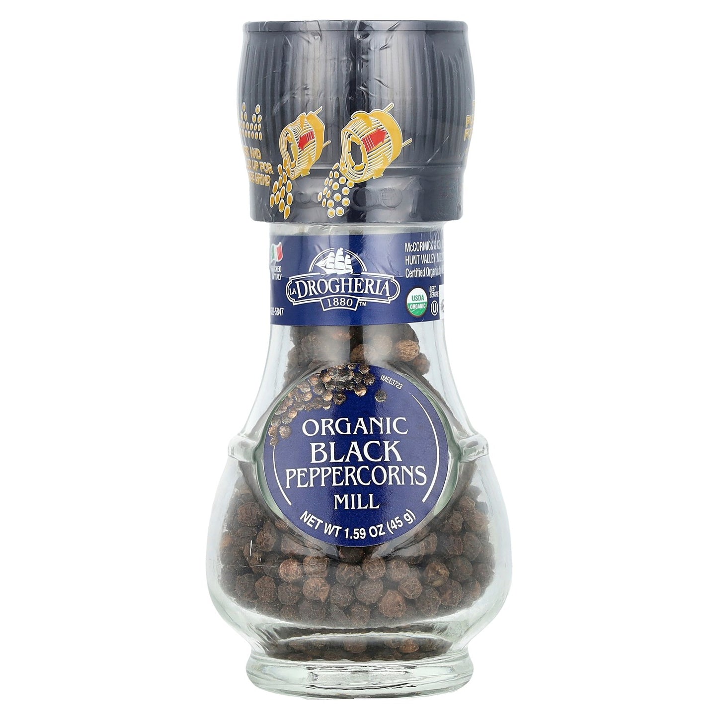 Drogheria & Alimentari, Organic Black Peppercorns Mill, 1.59 oz (45 g)