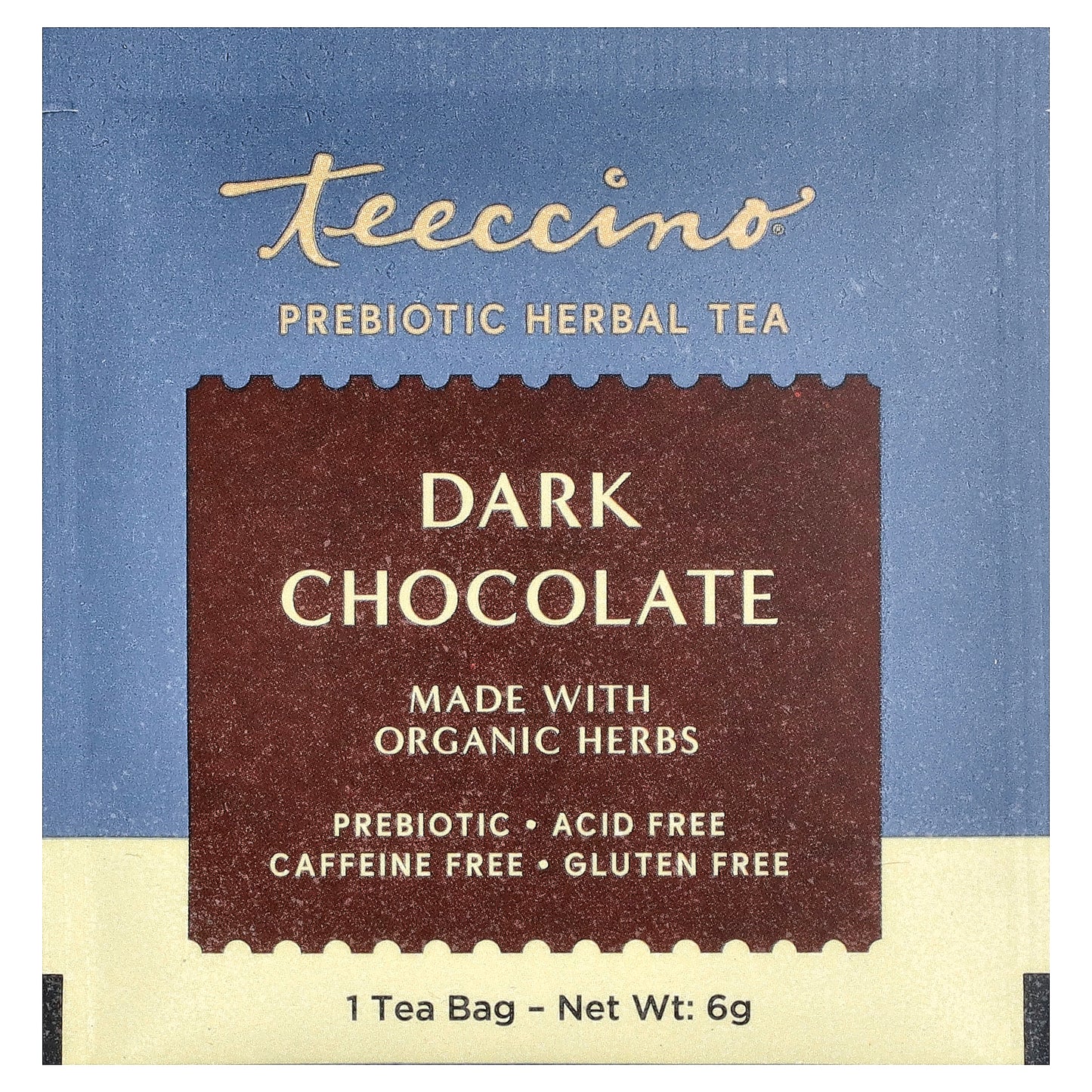 Teeccino, Prebiotic Herbal Tea, Dark Chocolate, Caffeine Free, 25 Tea Bags, 5.3 oz (150 g)