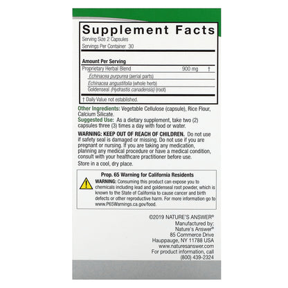 Nature's Answer, Echinacea & Goldenseal, 60 Vegetarian Capsules