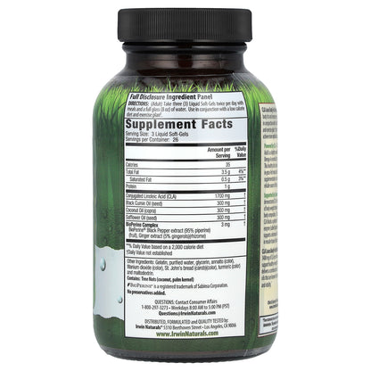 Irwin Naturals, CLA Lean, Body Fat Reduction™, 80 Liquid Soft-Gels