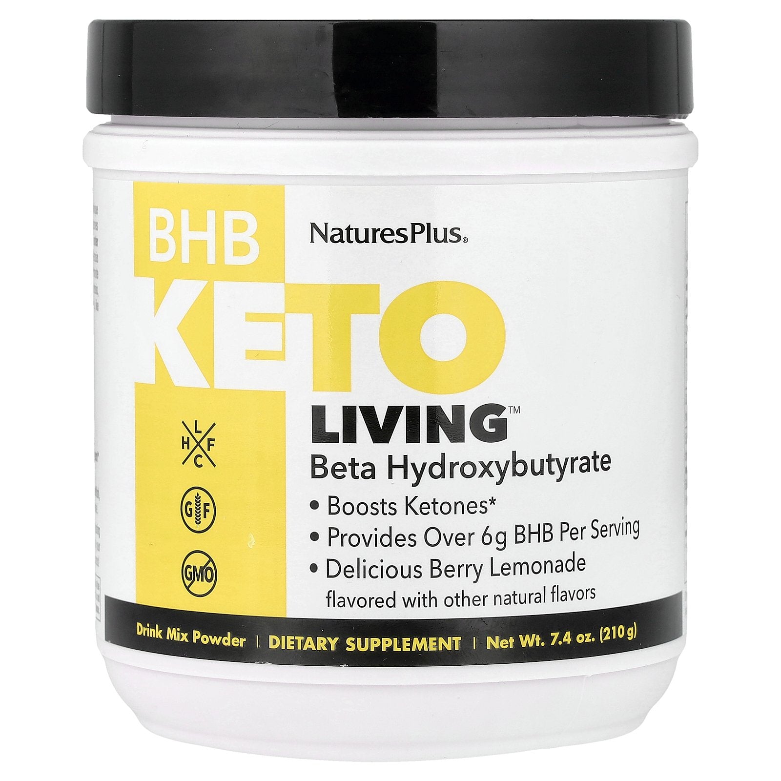 NaturesPlus, BHB Keto Living™, Delicious Berry Lemonade, 7.4 oz (210 g)