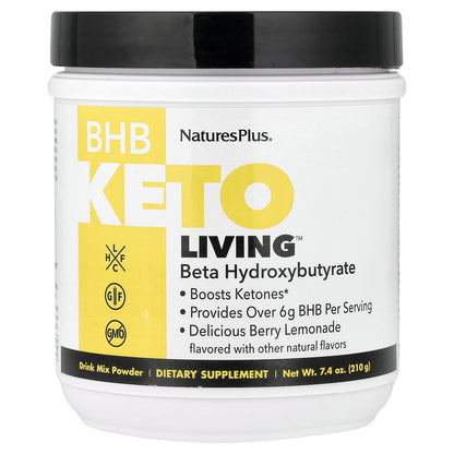 NaturesPlus, BHB Keto Living™, Delicious Berry Lemonade, 7.4 oz (210 g)