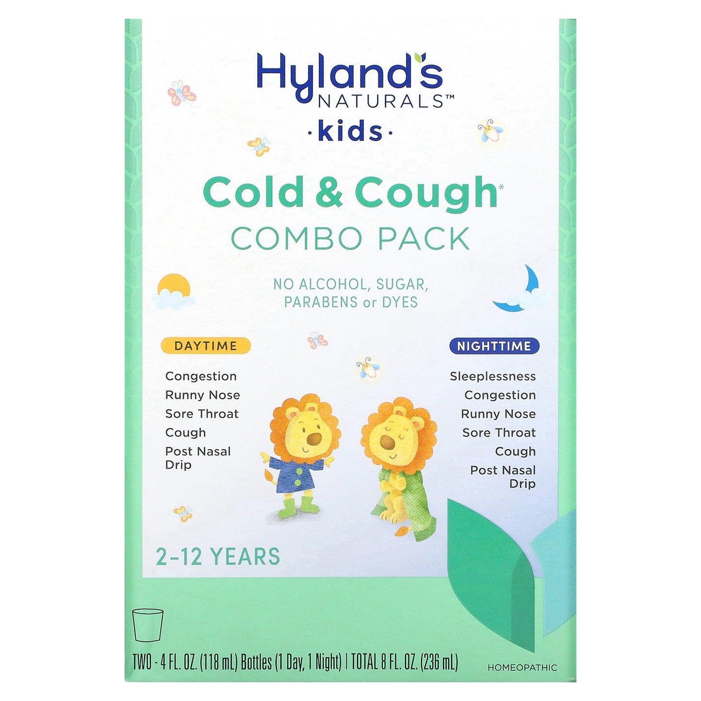 Hyland's Naturals, Kids, Cold & Cough Combo Pack, Daytime/Nighttime, Age 2-12 Years, 2 Bottles, 4 fl oz (118 ml) Each