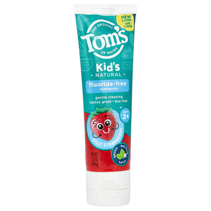 Tom's of Maine, Kid's Natural Toothpaste, Fluoride-Free, Ages 2+, Silly Strawberry, 5.1 oz (144 g)