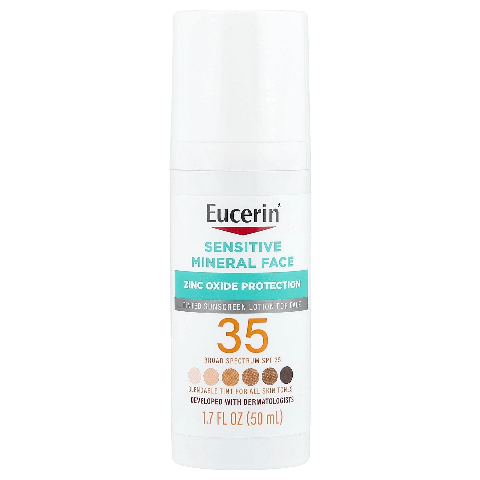 Eucerin, Tinted Sensitive Mineral Face Sunscreen Lotion, SPF 35, 1.7 fl oz (50 ml)