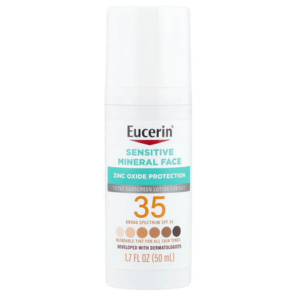 Eucerin, Tinted Sensitive Mineral Face Sunscreen Lotion, SPF 35, 1.7 fl oz (50 ml)