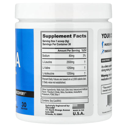 fitcode, BCAA, Blue Raz, 8.5 oz (240 g)