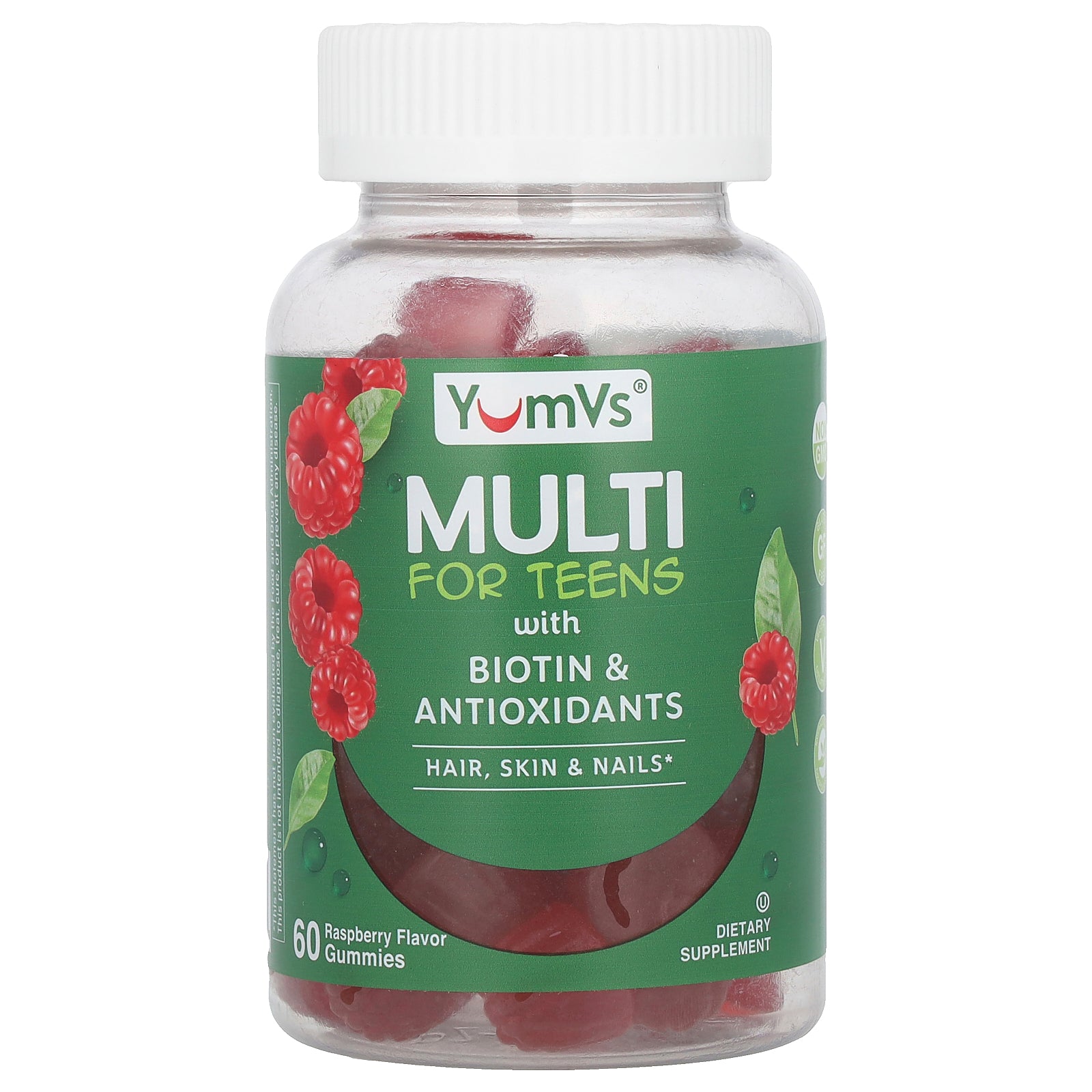 YumVs, Multi For Teens Gummies with Biotin & Antioxidants, Raspberry, 60 Gummies