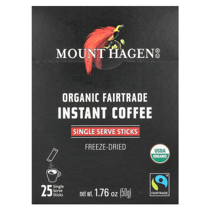 Mount Hagen, Organic Fairtrade Instant Coffee, 25 Single Serve Sticks, 1.76 oz (50 g)