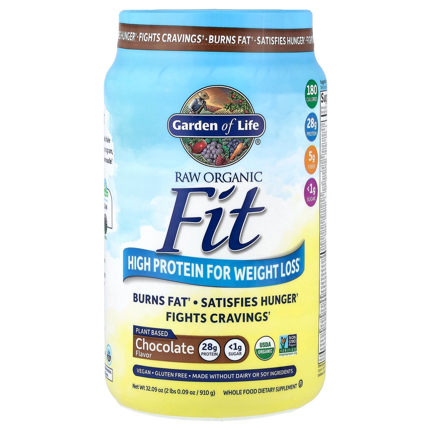 Garden of Life, Raw Organic Fit, High Protein for Weight Loss, Chocolate, 2 lbs 0.09 oz (910 g)
