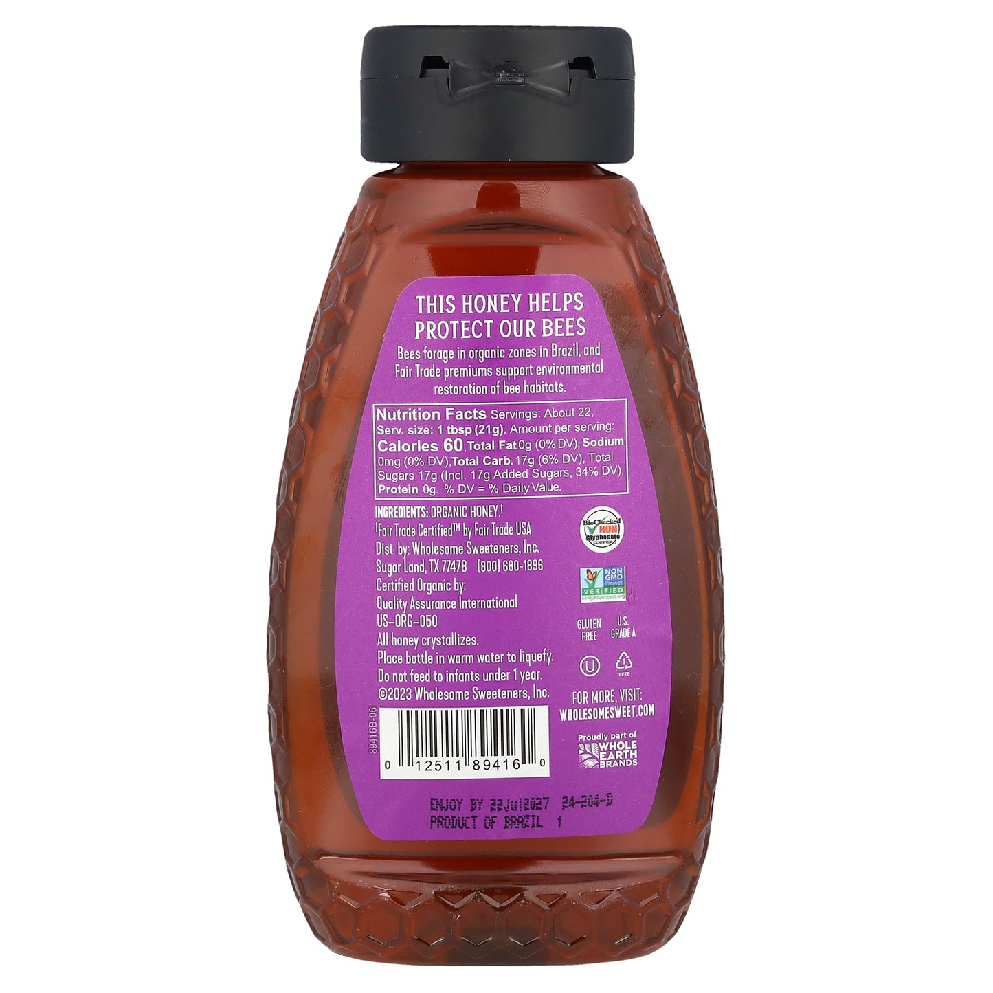 Wholesome Sweeteners, Raw + Unfiltered Organic Honey, 16 oz (454 g)