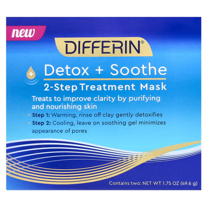 Differin, Detox + Soothe, 2-Step Treatment Beauty Mask, 1.75 oz (49.6 g)