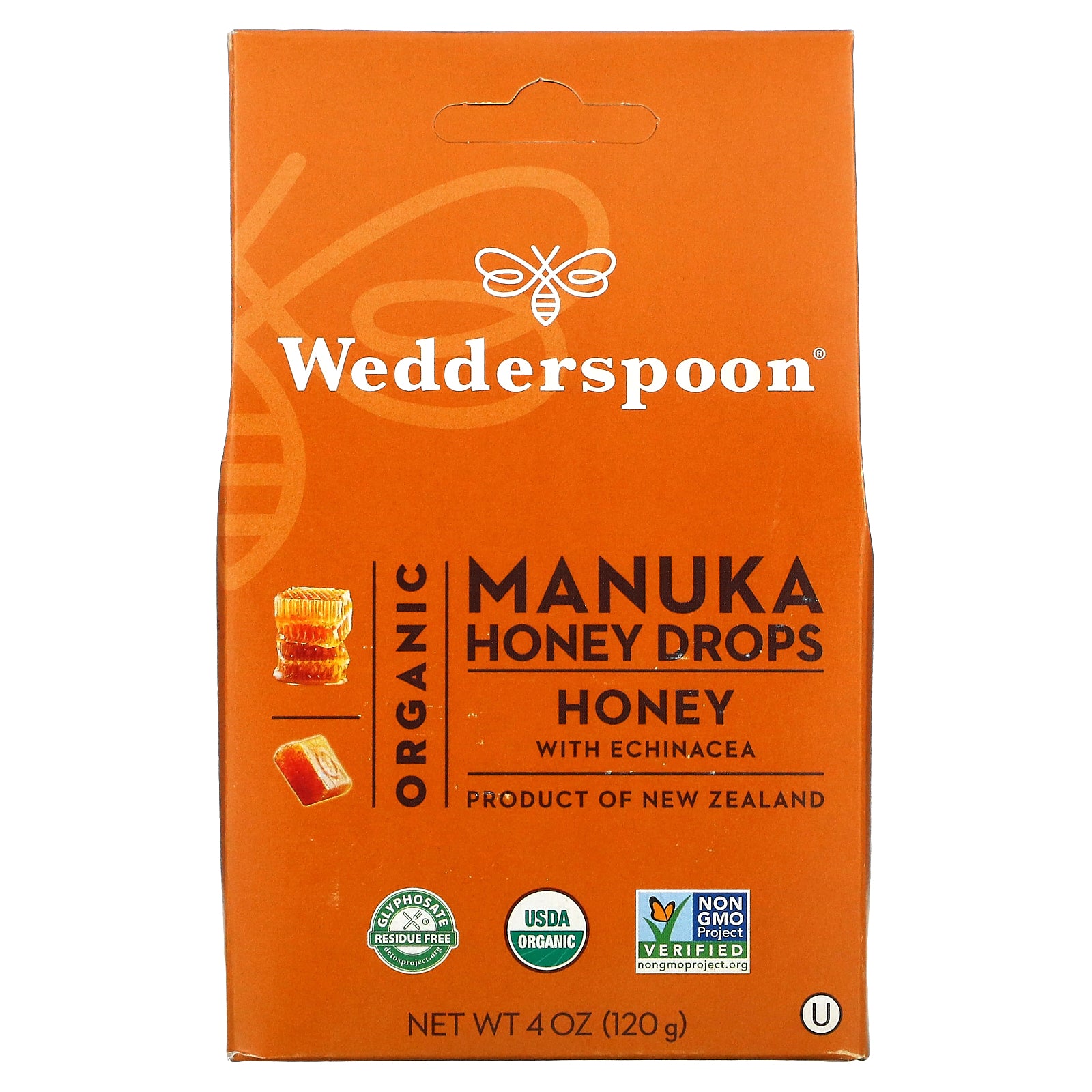 Wedderspoon, Organic Manuka Honey Drops, Honey with Echinacea, 4 oz (120 g)