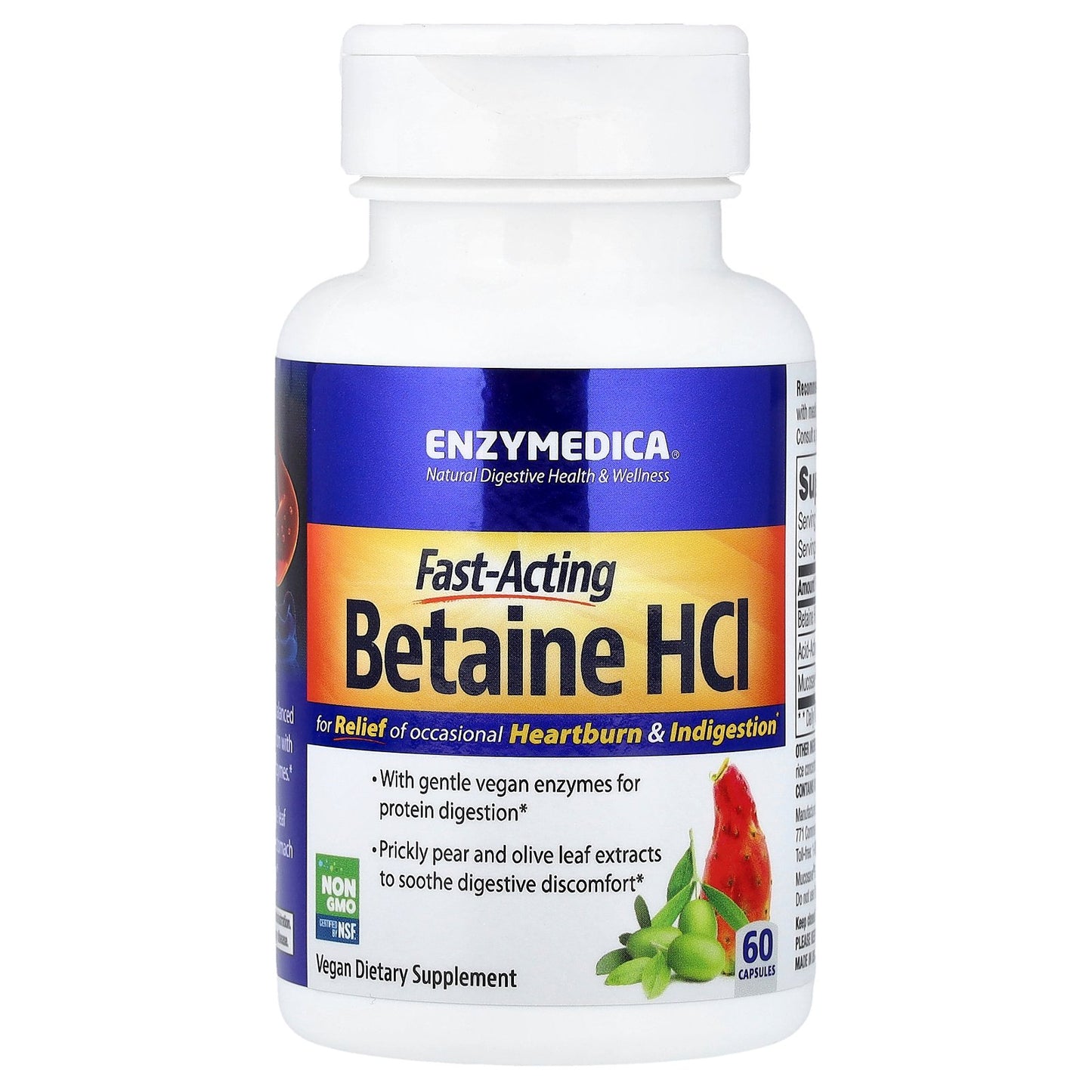 Enzymedica, Fast-Acting Betaine HCl, 60 Capsules
