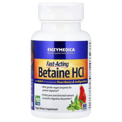 Enzymedica, Fast-Acting Betaine HCl, 60 Capsules