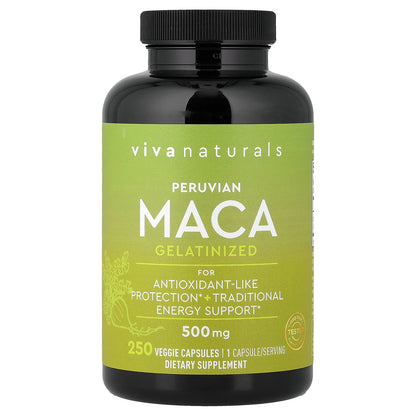 Viva Naturals, Peruvian Maca, Gelatinized, 500 mg, 250 Veggie Capsules