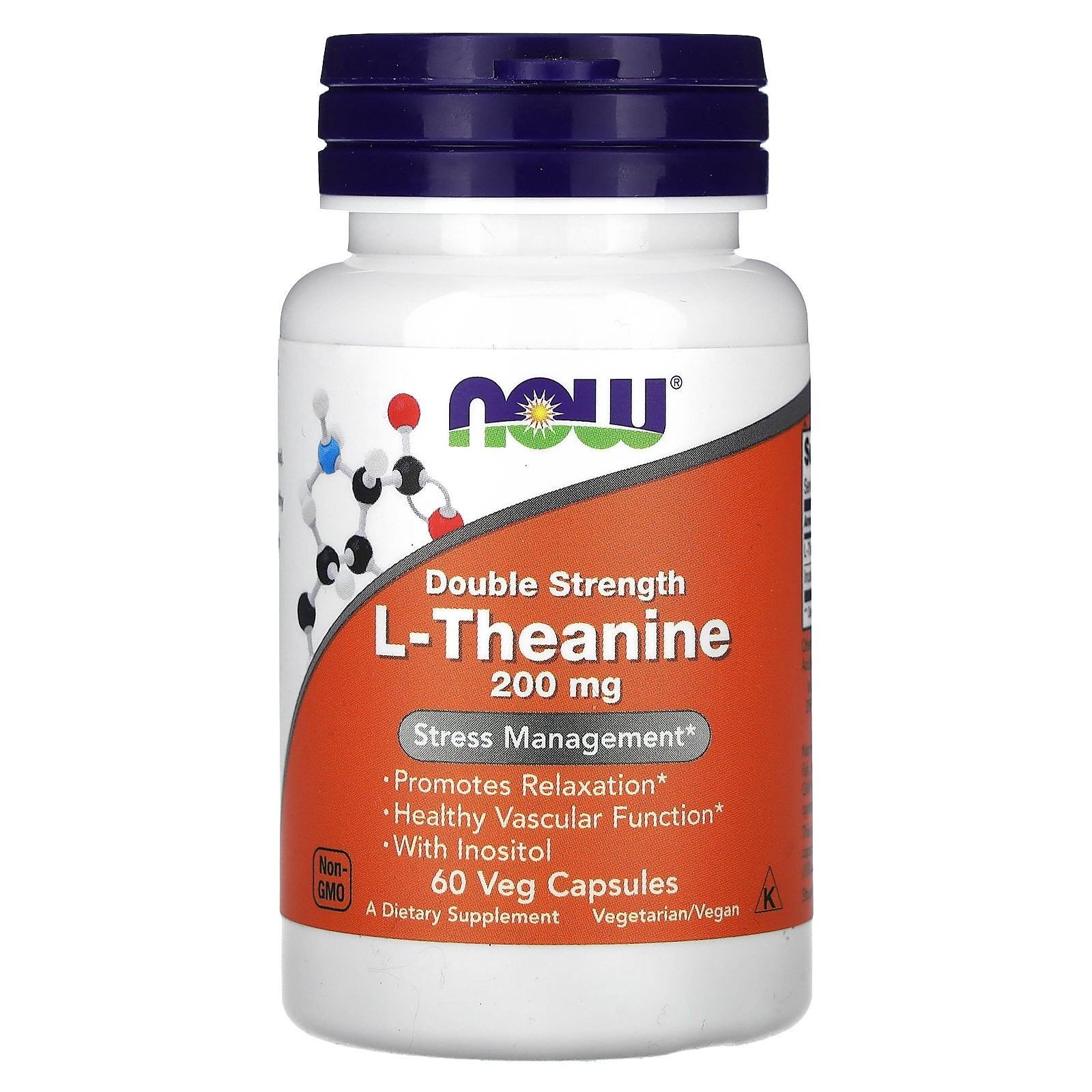 NOW Foods, L-Theanine, Double Strength, 200 mg, 60 Veg Capsules