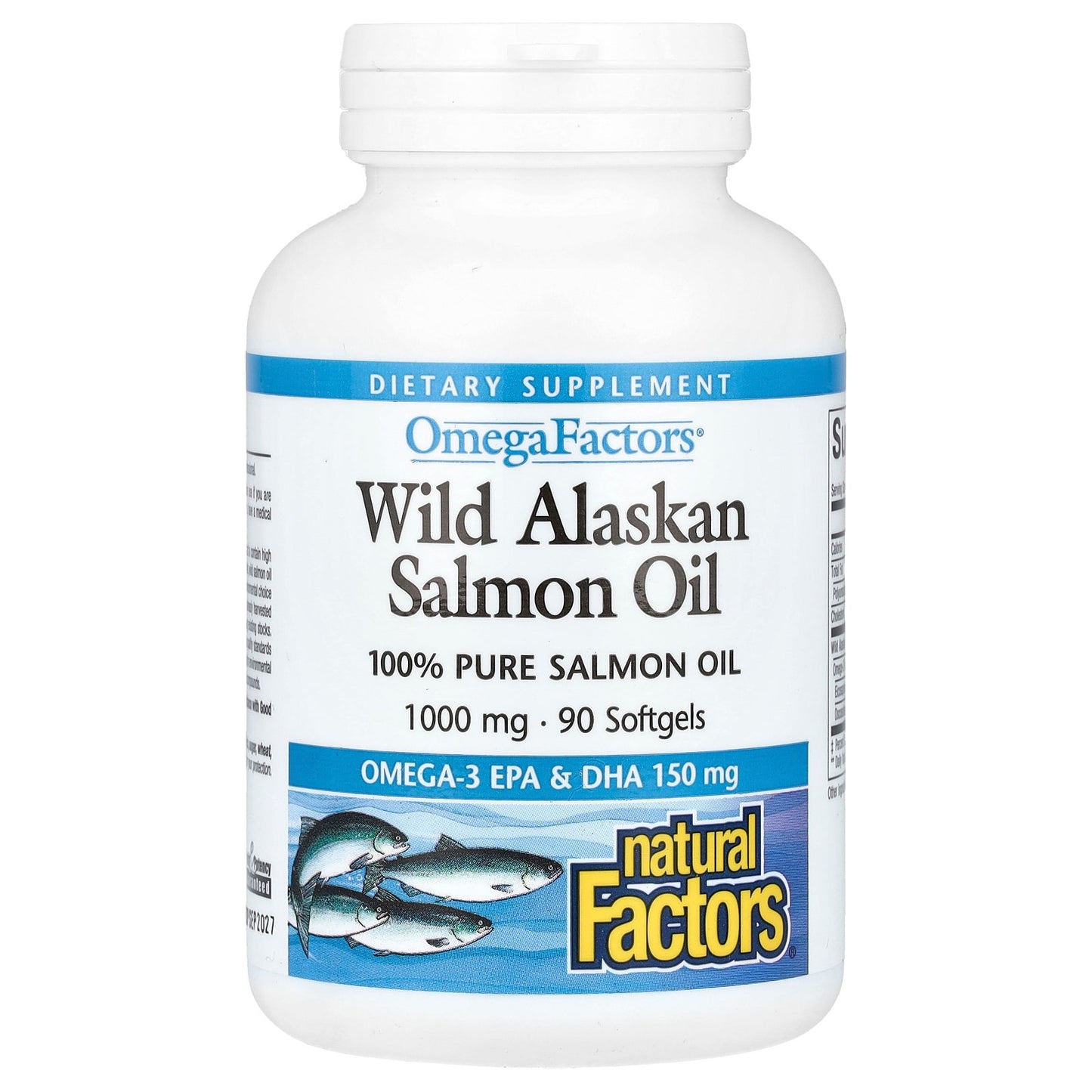 Natural Factors, OmegaFactors, Wild Alaskan Salmon Oil, 1,000 mg, 90 Softgels
