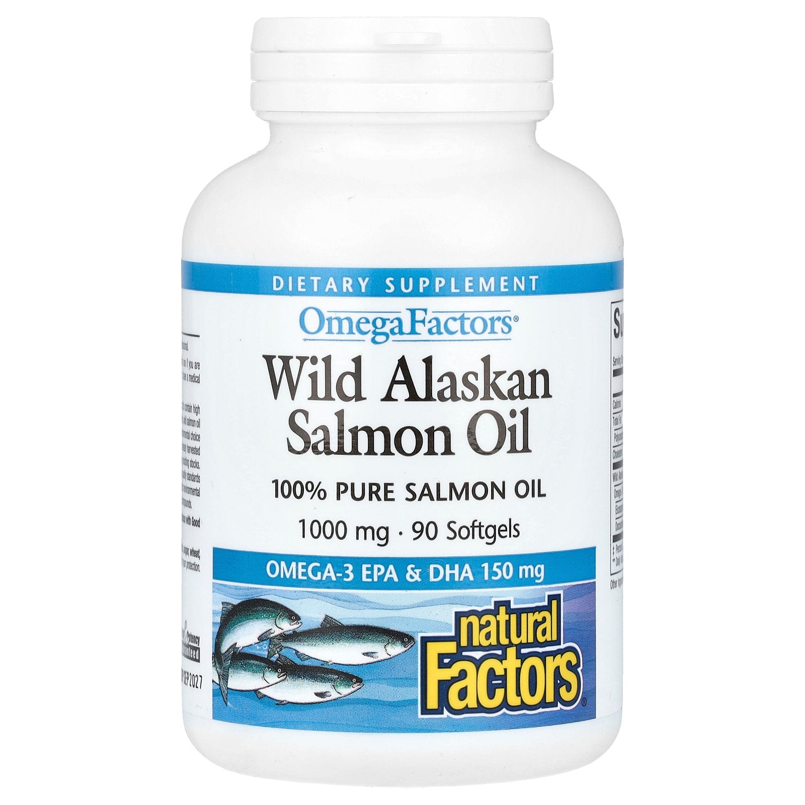 Natural Factors, OmegaFactors, Wild Alaskan Salmon Oil, 1,000 mg, 90 Softgels