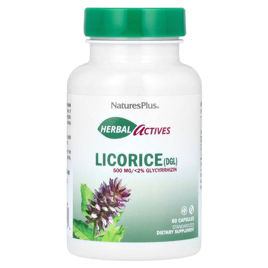 NaturesPlus, Herbal Actives, Licorice (DGL), 500 mg, 60 Capsules