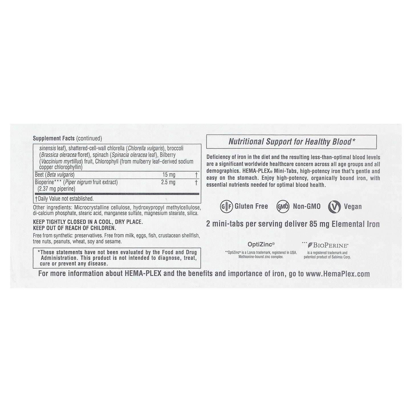 NaturesPlus, Hema-Plex, Iron with Essential Nutrients for Healthy Red Blood Cells, 60 Slow Release Mini Tabs