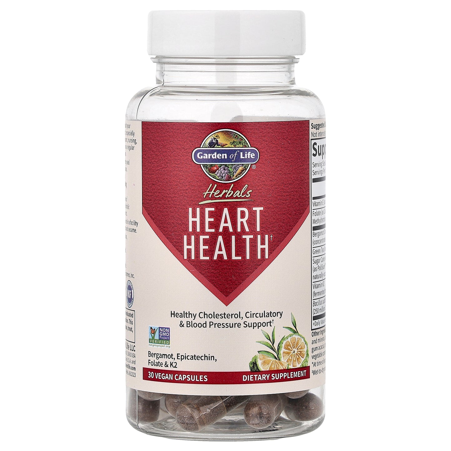 Garden of Life, Herbals, Heart Health, Sweet Citrus, 30 Vegan Capsules