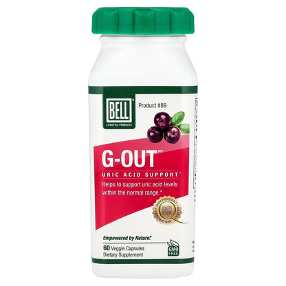 Bell Lifestyle, G-Out™, Uric Acid Support, 60 Veggie Capsules