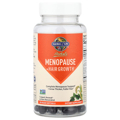 Garden of Life, Herbals, Menopause + Hair Growth, Berry, 30 Vegan Softgels