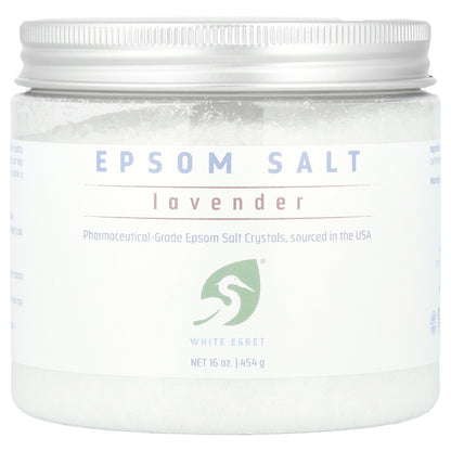 White Egret Personal Care, Epsom Salt, Lavender, 16 oz (454 g)