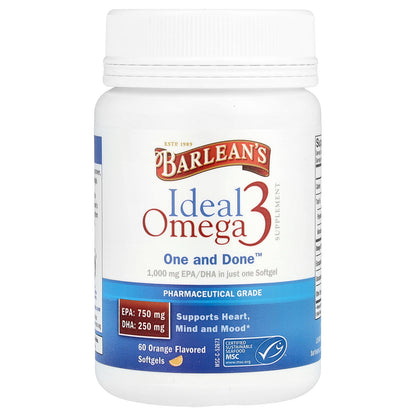 Barlean's, Ideal Omega 3, Orange, 60 Softgels